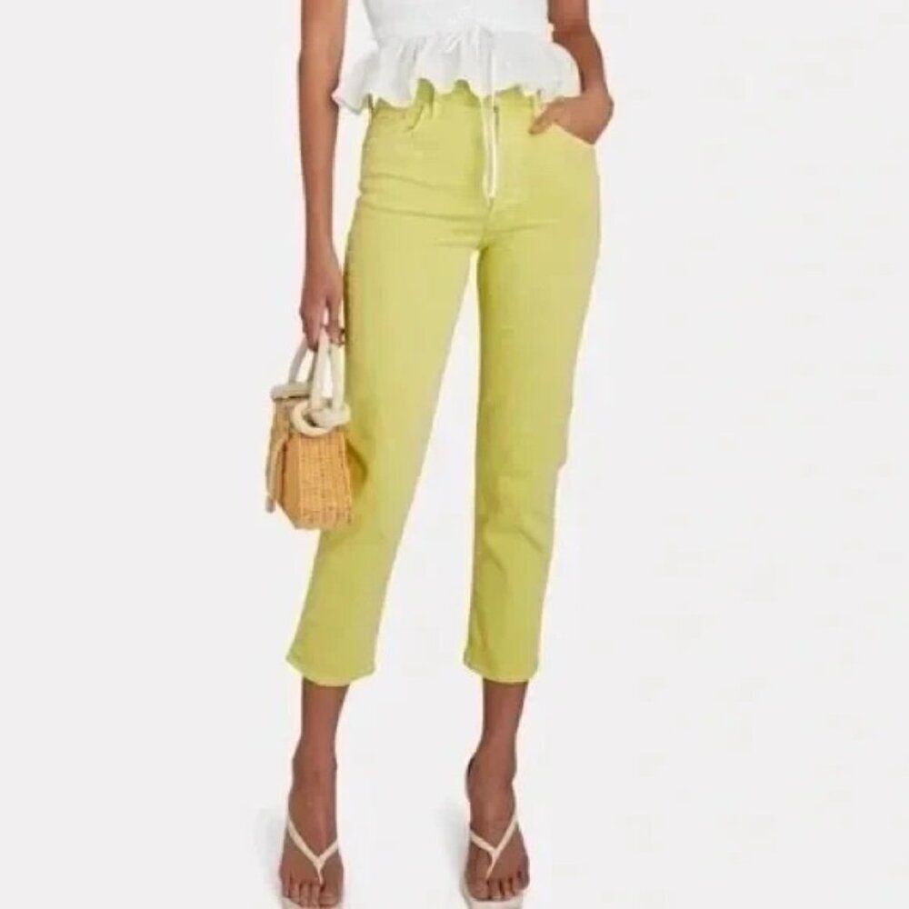 Mother Superior The Tomcat yellow Size 25 High Rise Straight Crop Denim 1364-544